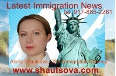 Image promoting immigration news, featuring a woman and the Statue of Liberty, with contact information and website address.